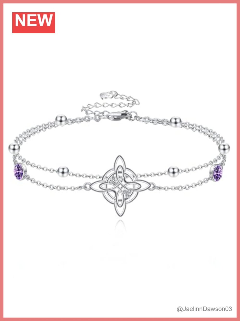 925 Sterling Silver Witches Knot Bracelet Celtic Wicca Jewelry for Women